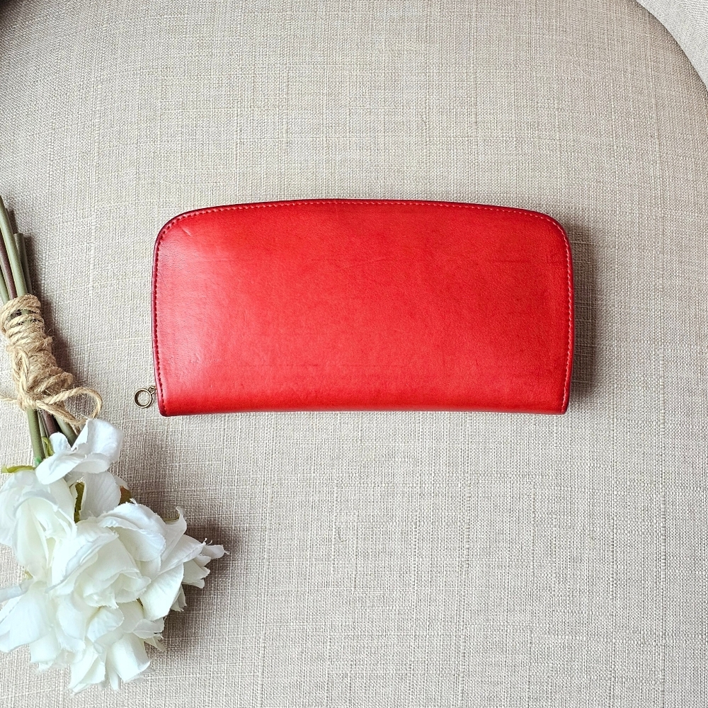 Vintage Coach Water Buffalo Zip-Around Wallet/Clutch # 7241 (RED)